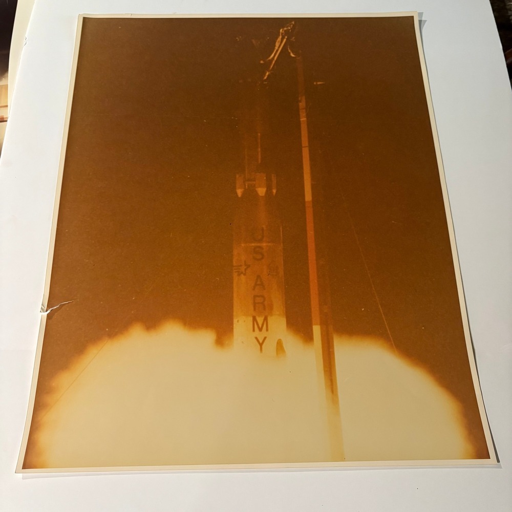 Vintage‎ 1970s US Army Jupiter-C Rocket Launch Photo Space Kodak Photo